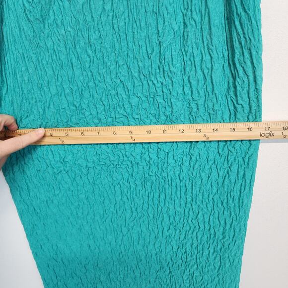 Vintage Y2K Slip Dress Size M 10 Blue Crinkle Textured V-neck Retro 2000s Chic - Picture 11 of 13